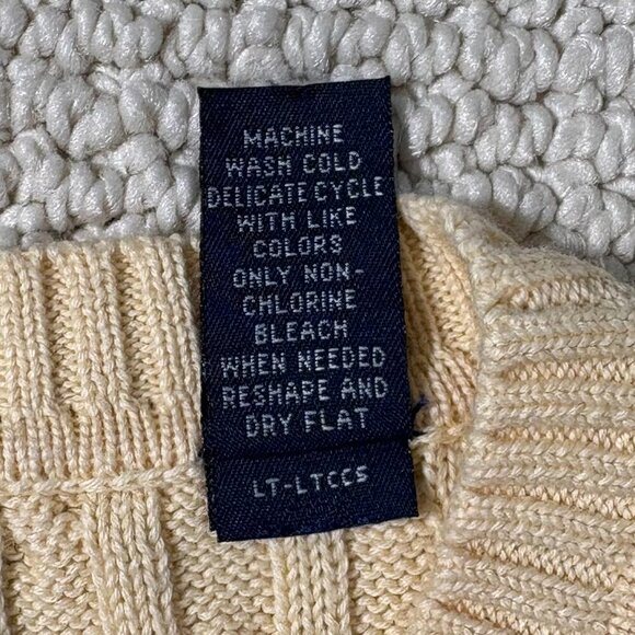 Grant Thomas Soft XL Butter Yellow Cable Knit Sweater Quality 100% Pima Cotton - Picture 4 of 6